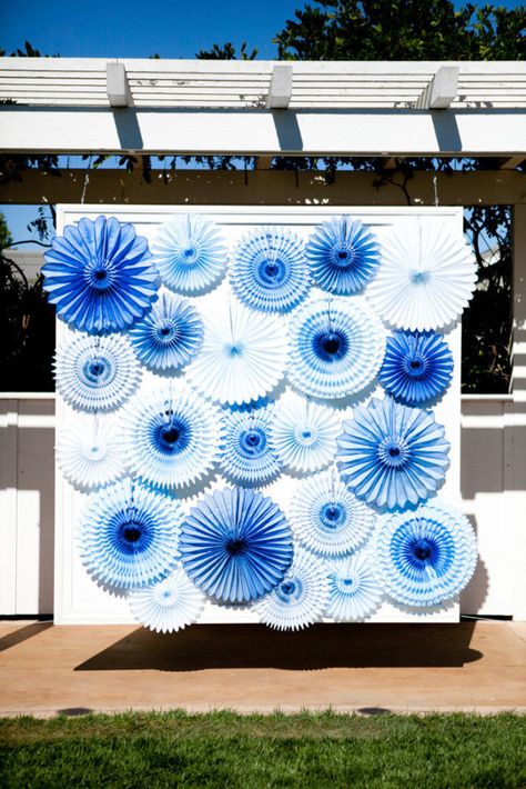 blue and white pinwheel altar backdrop Wedding Backdrop Blue, Ganesha Decor, Pin Wheel, Photo Backdrop Wedding, Napa Valley Wedding, Diy Photo Booth, Blue Photo, Ceremony Music, Photo Booths