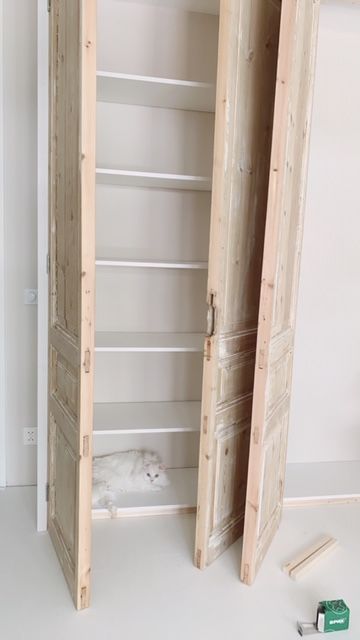 Diy Kast, Lodges Design, Armoire Entree, Baby Room Closet, Shutters Repurposed, Entertainment Cabinet, Pallet Crafts, Cupboard Design, Room Closet