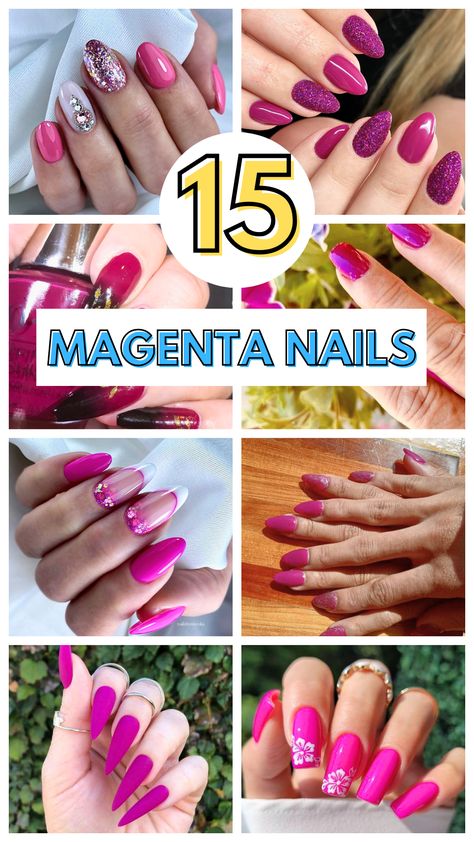 15 Magenta Nail Ideas for 2024 – Scan to Talk Fuschia Nails Acrylic, Fushia Nail Designs Ideas, Fushia Nail Color, Raspberry Pink Nails, Fuschia Nails Design, Fuscia Nails, Magenta Nails Design, Fuschia Nails, Fuchsia Nails