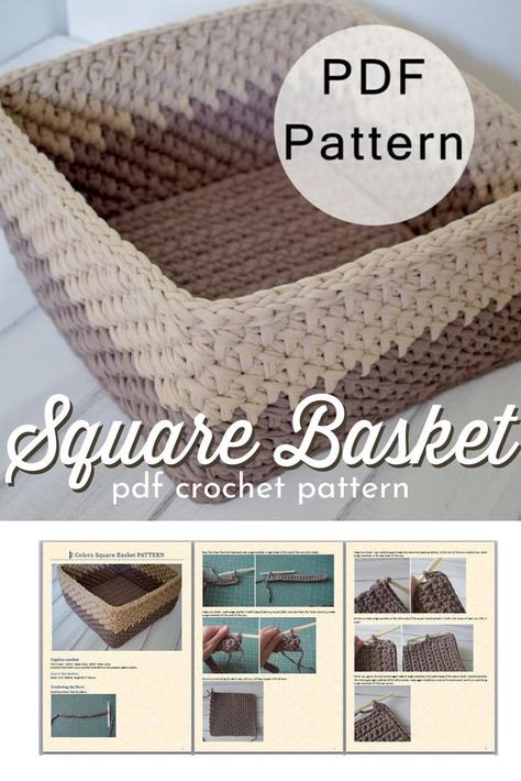 Crochet Bathroom Organizer Free Pattern, Crochet A Square Basket, Crochet Square Box Free Pattern, Diy Crochet Basket Free Pattern, Crochet Box Free Pattern, Crochet Box Pattern Free, Square Basket Crochet Pattern Free, Square Crochet Basket Pattern Free, Crochet Square Basket Pattern