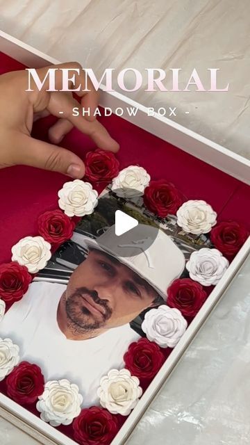 Custom Memorial Gifts on Instagram: "Custom memorial shadow box 🕊  Memorial gift for your loved one  . . . #memorialgifts #paperflowers #shadowboxes #memorialgiftideas #viralreels #smallbusiness #shadowboxframe #memorialframe #explorepage #fyp #memorialgift #restinpeace #smallbusinessowner #smallbusinesssupport" Bereavement Shadow Box, Shadow Box Craft Ideas, Shadow Box Ideas For Passed Loved Ones, Funeral Shadow Box Ideas, Shadow Box Ideas Memorial, Memorial Gifts Diy, Shadow Box For Passed Loved Ones, Diy Memorial Ideas For Loved Ones, Diy Memorial Gifts