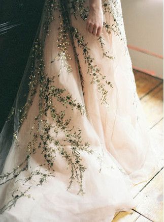 Blush Ball Gown Embroidered with Sparkling Vines | Jen Huang Photography | Enchanting Autumn Woods Wedding Inspiration in Persimmon and Peach Forest Dress, Wedding Forest, Woods Wedding, Autumn Woods, Embroidered Wedding Dress, Alternative Wedding Dresses, Embroidered Wedding, Woodland Wedding, Wedding In The Woods