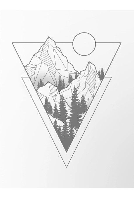 Minimalist mountain tattoo Geometrical Mountain Tattoo, Triangle Tattoo Mountain, Mountain Tattoo Designs Men, Arrow Mountain Tattoo, Tattoo Ideas Geometric Minimalist, Diamond Mountain Tattoo, Linework Mountain Tattoo, Geometric Outdoor Tattoo, Tattoo Mountain Geometric