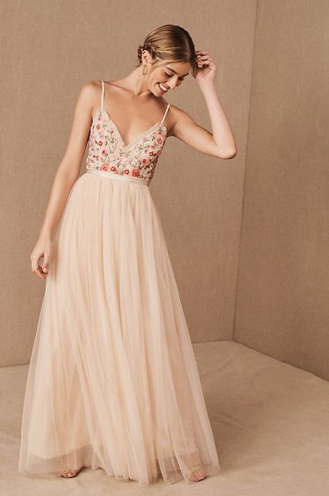 Boho Blush Wedding Dress: Needle & Thread Butterfly Meadow Maxi Dress Pink Wedding Gowns, Butterfly Meadow, Blush Wedding Dress, Anthropologie Wedding, Pink Wedding Dress, Pink Wedding Dresses, Blushing Bride, Needle Thread, Dresses Summer