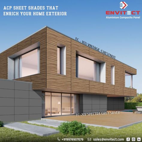 Envitect: ACP Sheet Suppliers in Indore ACP SHEET Shades that enrich your Home Exterior! For an inquiry call or Whatsapp on:+919978907079 or email on sales@envitect.com #aluminiumcompositepanel #WallCladding #facade #acpfacade #ACP #aluminiumdoors #exteriordesign #interiordesign #ACPCladding #falseceiling #acppanel #ACPSheets #acpdesign #canopy #aluminiumfabrication #acpfabrication #acpsheet #ACPPanels #architect #architecturedesign #architecture #acpexterior #interiordesign #homedecor Indore, Acp Sheet, Home Exterior, Aluminium Doors, False Ceiling, Wall Cladding, Exterior Design, House Exterior, Architecture Design