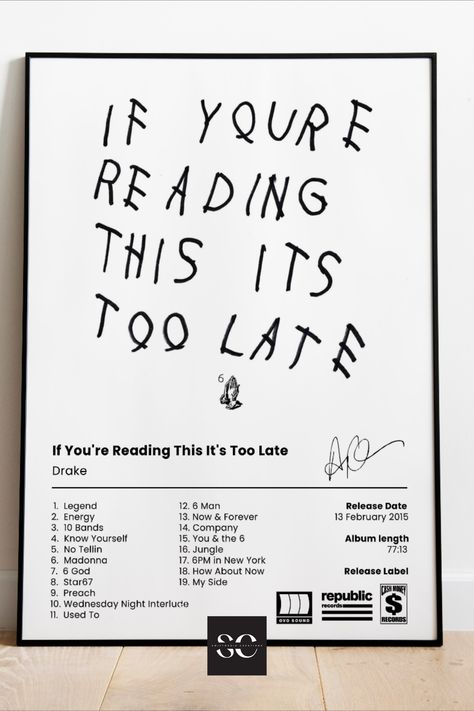 Drake: If you're reading this its too late album cover😇 for sale on Etsy. Immediately available for download. Drake, Drake Poster, Its Too Late, Latest Albums, Album Cover, Music Poster, Too Late, Album Covers, Art Wall