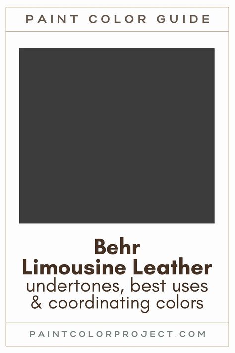 Looking for the perfect black paint color for your home? Let’s talk about Behr Limousine Leather and if it might be right for your home! Limousine Leather Paint Behr, Carbon Behr Paint, Light Black Paint Colors, Black Behr Paint Color, Best Black Behr Paint, Behr Limousine Leather Paint, Black Paint Colors Behr, Limousine Leather Behr, Limousine Leather Paint
