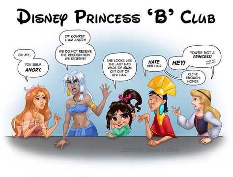 Disney Princess 'B' Club see Kuzco considers himself part of the club Pocket Princesses, Kuzco Disney, Ruin Your Childhood, Vanellope Y Ralph, Disney Comics, Funny Disney Memes, I Am Angry, Meme Comics, Disney Jokes