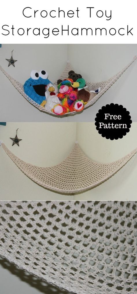 Crochet Toy Storage, Crochet Hammock, Net Hammock, Toy Hammock, Crochet Mignon, Confection Au Crochet, Crochet Storage, Crochet Simple, Stitch Crochet