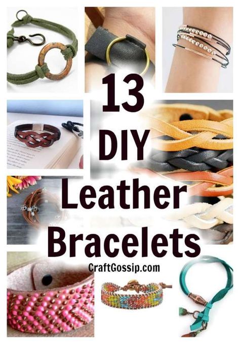 13 DIY Leather Bracelets Leather Wrap Bracelet Diy, Leather Cuff Bracelet Diy, Braided Bracelet Tutorial, Cord Bracelet Diy, Cuff Bracelets Diy, Leather Bracelet Tutorial, Leather Cord Jewelry, Diy Wrap Bracelet, Leather Tutorial