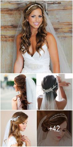 42 Wedding Hairstyle Veil Hair Down, Bride Hairstyles With Veil, Hairstyles With Veil, Wedding Hairstyles Medium Length, Veil Hairstyles, Veil Wedding, Wedding Hairstyles With Veil, Long Hair Wedding Styles, Best Wedding Hairstyles