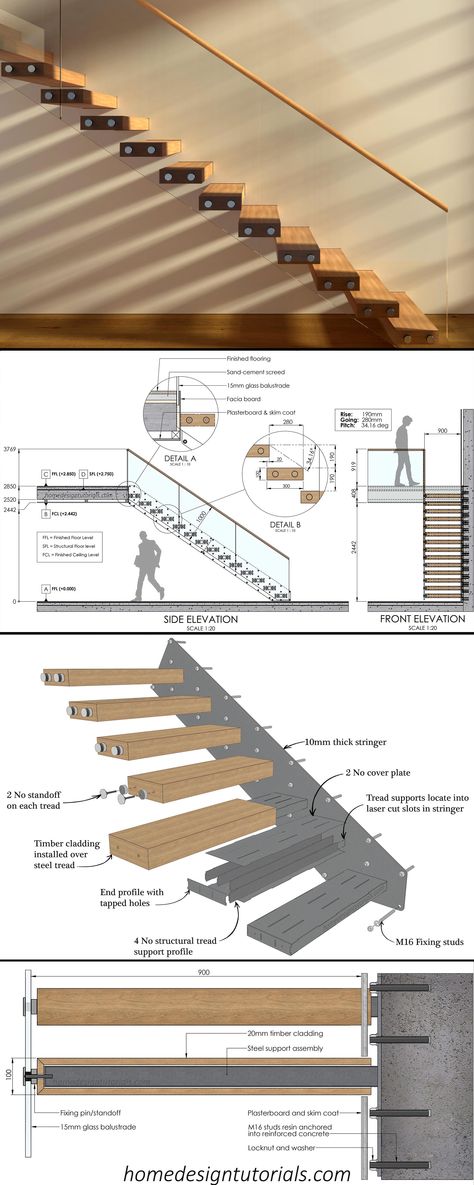 How To Design Architecture, Cantilever Staircase Design, Floating Staircase Design, Floating Staircase Modern, Steps Design Outdoor, Metal Stairs Design, Exterior Staircase Design, Floating Stairs Design, Stair Design Modern