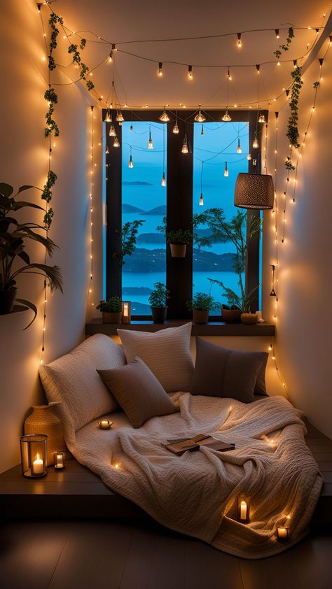 [Promotion] 41 Essential Small Bedroom Lighting Ideas Insights You Have To Try This Season #smallbedroomlightingideas Black Fairy Lights Bedroom, Natal, Cosy Fairy Lights, Reading Nook With Fairy Lights, Fairy Lights Bookcase, Room With Lights Aesthetic, Star Light Bedroom, Star Fairy Lights Bedroom, Fairy Lights Bedroom Window