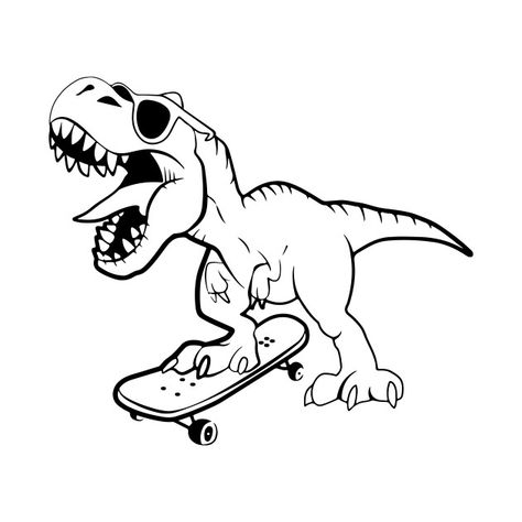 Skateboarding Dinosaur Tattoo, Dino On Skateboard, Skateboard Tattoo, T-rex Svg, Dinosaur Tattoos, Desenho Tattoo, Web Graphics, Cute Poster, Cricut Creations