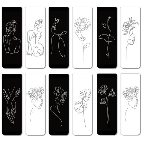 PRICES MAY VARY. What you get: the package comes with 24 pieces of magnetic book marks in 12 different styles, each style for 2 pieces, sufficient quantity and styles to meet your need and replacement, and you can share them as Christmas gifts for book lovers Aesthetic abstract line design: the simple book mark is designed with elegant female faces and bodies, fingers, flowers, and leaves in classic black and white colors, which is simple but exquisite, will give you a visual feast Nice Gift: th Christmas Gifts Classroom, Aesthetic Christmas Gifts, Magnet Bookmark, Line Art Prints, Black And White Books, Creative Bookmarks, Minimalist Line Art, Classroom Rewards, Art Decor Diy