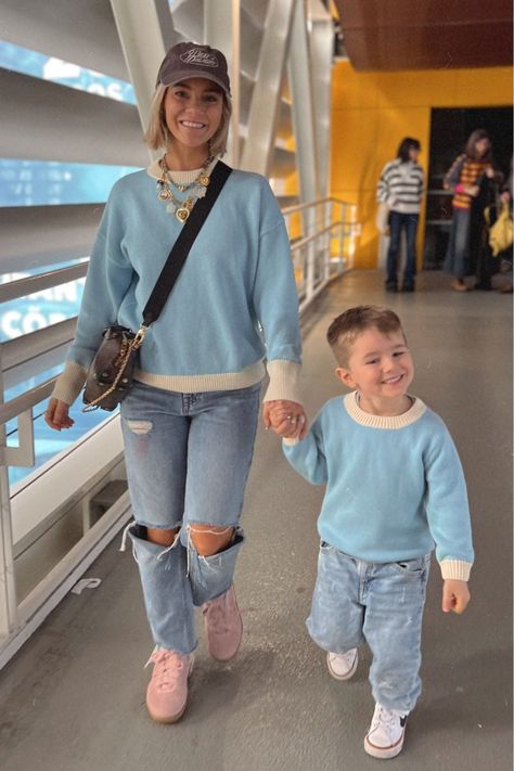 Want to rock some cute mom-and-son matching looks on your next family trip? Whether you’re traveling to Europe or Disney, don’t miss out on these adorable and comfy outfits! This sweater, jeans, and sneakers combo is perfect for all your adventures together. Would be great for a mom and son photoshoot too. Follow me for more outfit ideas! Hunter Premo. Mommy and Me Outfits: Travel Edition Mom And Son Coordinating Outfits, Mama And Son Outfits, Mom Son Outfits Matching, Mom And Son Disney Outfits, Mum And Son Matching Outfits, Mommy And Me Boy Outfits, Mom And Boy Matching Outfits, Mom And Baby Boy Matching Outfits, Mother And Son Outfits Matching