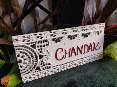 Nameplate with Lippan art ! #crafts2dio #lippanart #mudandmirror #workshop #nameplate Mandalas, Lip Pan Art Name Plate, Name Plate Lippan Art Ideas, Name Plate Design With Clay, Lippan Art With Names, Mud Mirror Name Plate, Welcome Board Lippan Art, Lipan Art Mirror Work Name Plate, Lippan Art Welcome Board