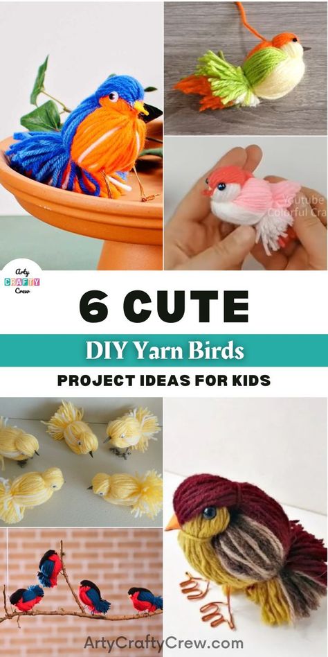 Diy Yarn Art, Yarn Art Projects, Ruler Crafts, Yarn Animals, April Crafts, Diy Yarn, Diy Yarn Crafts, Bird Crafts, Cute Diy