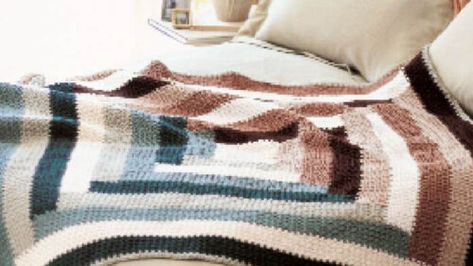 8 Crochet Log Cabin Blanket Patterns | The Crochet Crowd Crochet Log Cabin Square, Log Cabin Crochet Pattern Afghans, Log Cabin Crochet Pattern Free, Crochet Log Cabin Afghan Pattern, Log Cabin Granny Square Crochet Blankets, Log Cabin Crochet Blanket, Log Cabin Crochet Pattern, Crochet Log Cabin Blanket, Crochet Log Cabin