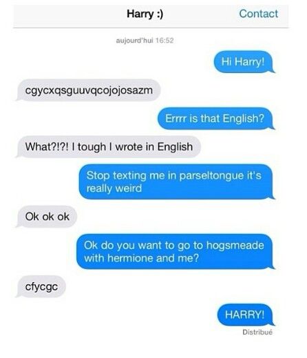 Harry Potter // Ron Weasley // Funny // Text // Parseltongue Humour, Harry Potter Parseltongue, Ron Weasley Funny, Fanfiction Recommendations, Harry Potter Texts, Harry Potter Ron Weasley, Harry Potter Memes Hilarious, Harry Potter Ron, Harry Potter Puns