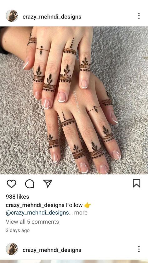 Henna Styles, Finger Mehendi Designs, Henna Tattoo Design, Tato Jari, Back Hand Mehndi Design, Henna Designs Wrist, Simple Mehendi Designs, Back Hand Mehndi, Henna Inspired Tattoos