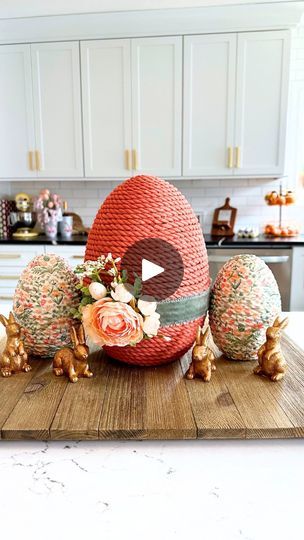 226K views · 5K reactions | Gorgeous Dollar Tree Easter egg makeover. I’m using rope paper, napkins mod podge and chalk paint to create this beautiful Easter Decor from plastic Easter eggs. #crafts #dollartree #easter #easteregg #modpodge #decoupage #napkindecoupage | Handmade Happy Hour with Cathie Filian | J.Wire · Be Happy (Instrumental) Easter Eggs Crafts, Easter Egg Decoupage, Dollar Tree Easter Basket, Jumbo Easter Eggs, Basket Makeover, Making Easter Eggs, Easter Egg Tree, Happy Bunny, Napkin Decoupage