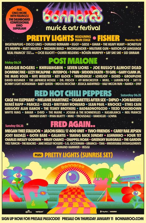 Music Festival 2024 Lineup News: Who's Playing Where and When - Thrillist Music Festival Instagram Post, Music Festival Themed Party, Music Festival Birthday Party, Music Festival Poster Design, Music Festival Stage, Coachella Lineup, Music Festival Aesthetic, Dinner Under 300 Calories, Alumni Reunion