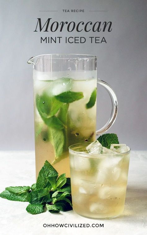 Moroccan Mint Tea Mint Tea Recipe, Mint Iced Tea, Mint Drink, Tea Drink Recipes, Moroccan Mint Tea, Iced Green Tea, Iced Tea Recipes, Mint Tea, Moroccan Food