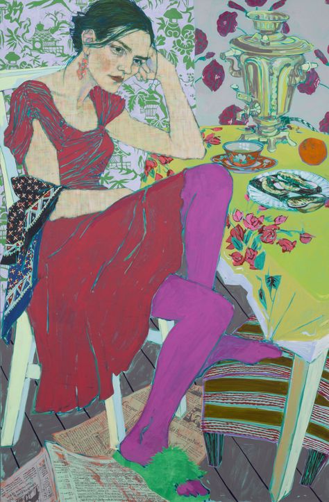 Expressive Color-Filled Portraits of Friends and Family by Hope Gangloff | Colossal Traditional Tattoo Girls, Hope Gangloff, Clothes Swap, L'art Du Portrait, Galleria D'arte, Colossal Art, Painting People, 인물 드로잉, Art Et Illustration