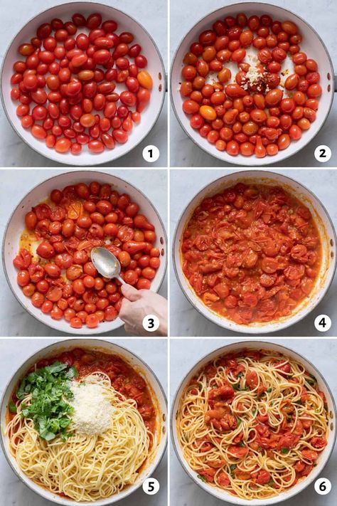 Pasta with Cherry Tomatoes - FeelGoodFoodie Pasta With Simple Cherry Tomato Sauce, Simple Pasta With Tomatoes, Bursted Cherry Tomato Pasta, Pizza Cherry Tomatoes, Stuff To Make With Tomatoes, Toasted Tomato Pasta, Easy Pasta With Tomatoes, Pasta With Dried Cherry Tomatoes, Easy Pasta Recipes Cherry Tomatoes