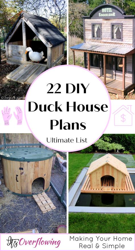 22 Free DIY Duck House Plans with Detailed Instructions Duck Coop Blueprints, Small Duck Coop Diy, Diy Duck Coop Plans, Duck House Ideas Diy Pallet Coop, Backyard Duck Enclosure, Duckling Enclosure Ideas, Pet Duck Enclosure, Duck Coop Out Of Pallets, Goose Coop Diy