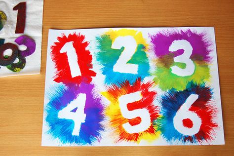 Exploding Numbers | Kids' Crafts | Fun Craft Ideas | FirstPalette.com Preschool Number Crafts, Numbers Craft, Number Crafts, Counting Activity, Fun Craft Ideas, Toddler Arts And Crafts, Painting Activities, Numbers For Kids, Numbers Preschool