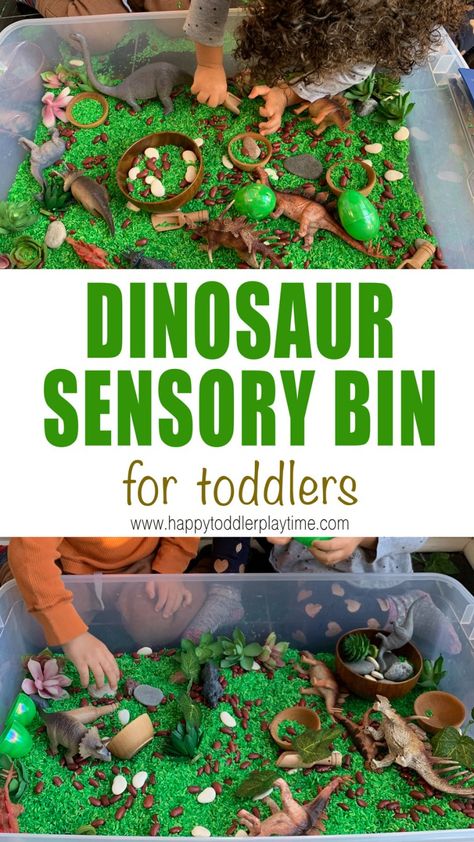 Dinosaur Sensory Bin, Dinosaur Sensory, Dinosaur Activities Preschool, Toddler Sensory Bins, Sensory Activities Toddlers, Dinosaur Activities, Toddler Sensory, Sensory Boxes, Dinosaur Crafts