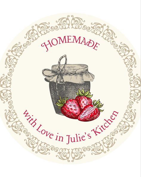 Strawberry Jam Label Design, Homesteading Canning, Sticker Label Design, مربى الفراولة, Jam Labels, Jam Jar Labels, Rose Kitchen, Pie Fillings, Canning Jar Labels