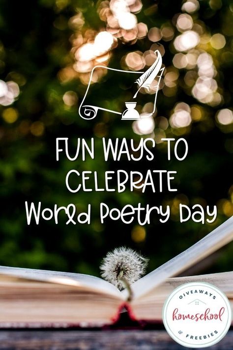 Help your kids appreciate poetry, a unique and vibrant part of Literature, with these fun ways to celebrate World Poetry Day on March 21st or throughout your homeschool year. Poetry Day Ideas, Poetry Party Ideas, Poetry Themed Party, Poetry Party, Fun Poetry Activities, Poetry Crafts, Poetry Night, Poetry Books For Kids, World Poetry Day