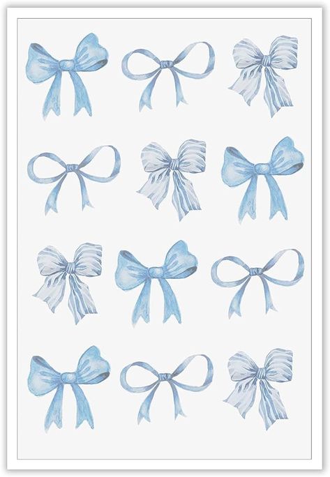 Amazon.com: Pnsoien Trendy Blue Bow Canvas Wall Art Watercolor Light Blue Bow Prints Painting Balletcore Girl Posters Funky Coquette Preppy Aesthetic Wall Decor For Bedroom Living Room 12x16in Unframed: Posters & Prints Light Blue Rooms, Blue Wall Print, Coquette Preppy, Sorority Room, Watercolor Light, Blue Dorm, Blue Room Decor, Posters On Wall Bedroom, Ocean Waves Painting