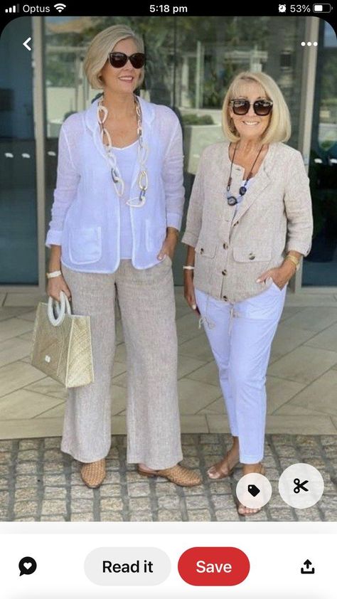 Linen Style Fashion, Stylish Outfits For Women Over 50, Clothes For Women Over 50, Melbourne Fashion, Linen Pant, Over 60 Fashion, Older Women Fashion, 60 Fashion, Chic Casual