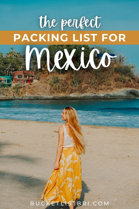 No matter where you're vacationing in Mexico, here is the ultimate packing list! Includes my best advice for what to pack for Mexico after living here for 3 years. Click to read & download my FREE packing checklist! #packinglist #mexico #mexicopackinglist #packingguide #packingtips #mexicotravel #mexicotraveltips | what to pack for trips to mexico | mexico packing list guide | mexico packing printable | downloadable packing list // Bucketlist Bri