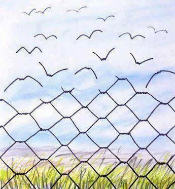 Yori - I find this image to be really simple, beautiful and powerful. Fence is a symbol of confinement and birds are a symbol of freedom for some. By combining the two in the imagery we have gained the impression of freedom. There is no need to include a literal illustration of someone breaking free from jail, but just by showing us this image of the fence deconstructed and transforming into birds, we get an idea of what it is trying to be communicated here. Thasos, Innsbruck, Poesia Visual, Free Soul, Chain Link Fence, Break Free, Rumi, Art Plastique, Grafik Design