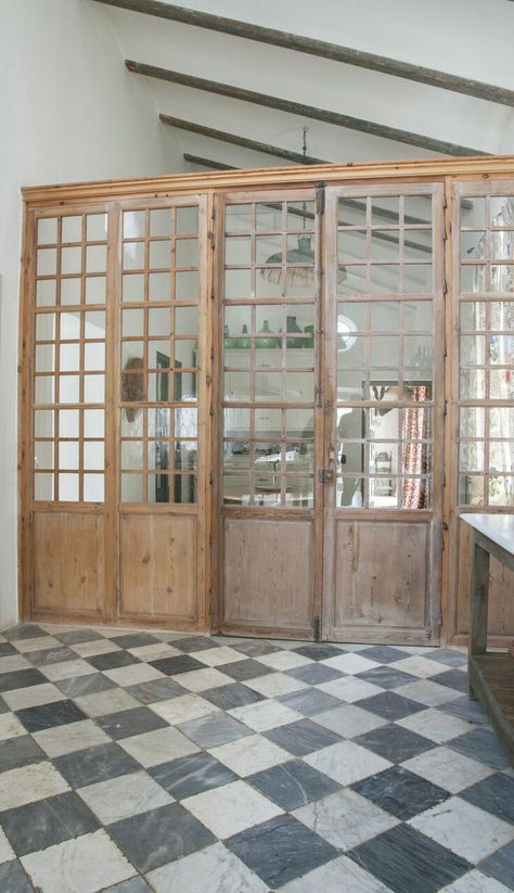 Old Windows, Window French Doors, Scroll Stoppers, Kitchen Sunroom, Pony Wall, Wall Scroll, Interior Windows, Hus Inspiration, Large Kitchen