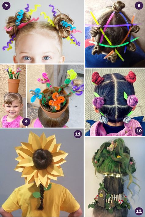 Easy Last Minute Hairstyles, Crazy Hair Day For Teachers, Last Minute Hairstyles, Crazy Hair Day Girls, Crazy Hair Day Ideas, Crazy Hair For Kids, Spirit Day, Hair Flyer, Wacky Hair Days