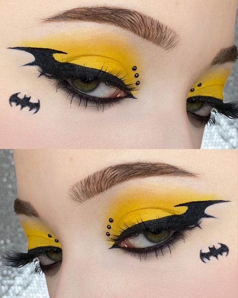 Bat Man Makeup, Batman Inspired Makeup, Batman Makeup Look, How To Train Your Dragon Makeup, Halloween Inspired Makeup Eye, Batman Makeup Ideas, Batman Eyeliner, Batman Eye Makeup, Batman Eyeshadow