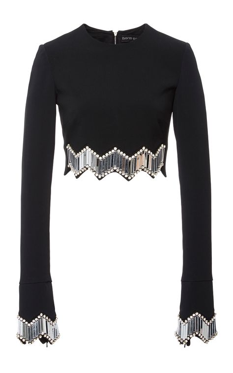 Zig Zag Embellished Long Sleeve Top by DAVID KOMA for Preorder on Moda Operandi वेस्टर्न ड्रेस, Cucculelli Shaheen, Black Blouse Designs, Outfits Indian, Diy Vetement, Elegant Blouse Designs, Unique Blouse Designs, Saree Blouse Designs Latest, Stylish Blouse Design