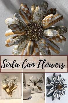 Upcycling, Decorative Painting Projects, Soda Can Flowers Diy, Flowers Diy Easy, Aluminum Can Flowers, Soda Can Flowers, Pop Can Crafts, Can Flowers, Tin Can Flowers