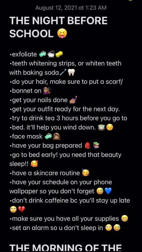 First Day Of School Routine, Before First Day Of School, Before School Routine, Night Before School, Middle School Survival, School Routine For Teens, Middle School Hacks, Morning Routine School, School Preparation