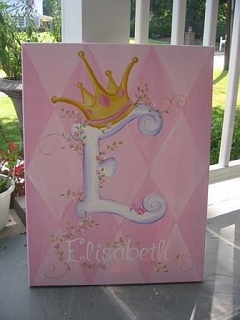 Baby girl name Letter Canvas Painting Initials, Hand Painted Frames Diy, Princess Painting Canvas, Princess Canvas Painting, Nursery Paintings Canvas, Princess Canvas, Crystal Painting, Letter Canvas, Birthday Canvas