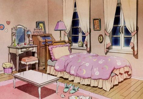 Casa Anime, Bedroom Drawing, Bg Design, Sailor Moon Aesthetic, Sailor Moon Usagi, Anime Room, Usagi Tsukino, Kawaii Room, Moon Crystal