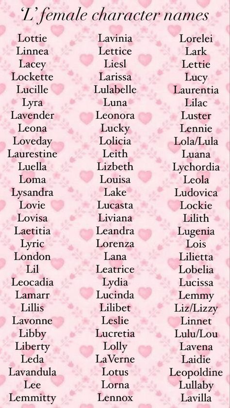 Names for female characters beginning in the letter ‘L’. Name Art Aesthetic, Unique Women Names, Vintage Girl Names Aesthetic, Female Unique Names, Neutral Names Unique, Female Last Names, Russian Last Names For Characters, Women Names Ideas, L Names For A Girl
