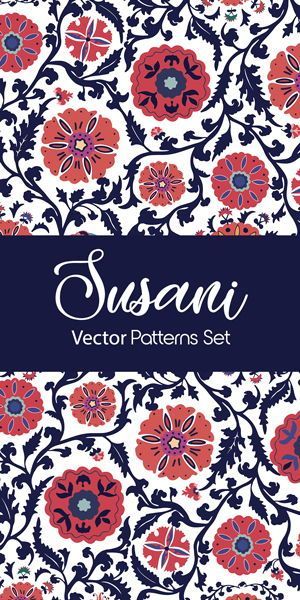 Suzani is elegant & beautiful seamless patterns set inspired by traditional Uzbek embroidery ornaments and motifs. This original and bright design is perfect for packaging, clothes and apparel, home decor, textile design, print on fabrics and so much more.  #seamless #embroidery #vintage #vector #illustration #artwork #pattern #turkish #asian #oriental Uzbek Embroidery, Packaging Clothes, Embroidery Ornaments, Indigo Design, Turkish Textiles, Bright Design, Embroidery Vintage, Turkish Design, Flower Sketches