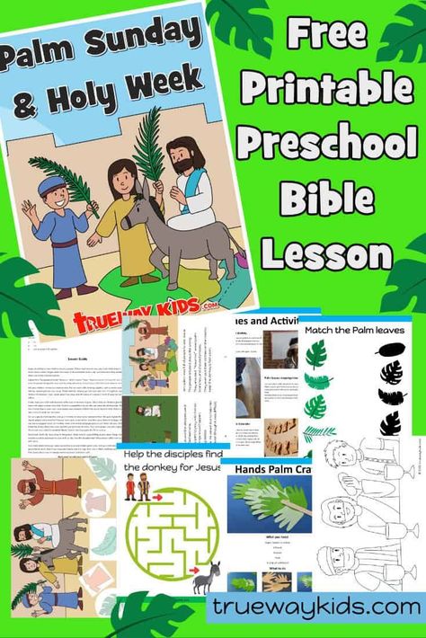 Palm Sunday Bible lesson. Ideal for preschool children. Learn about The triumphant entry, washing the disciples feet, the last super and praying in the garden. Worksheets, crafts, coloring games and activities all included. Mary And Martha Activities For Kids, Mary And Martha Bible, Palm Sunday Lesson, Bible Lesson For Kids, Palm Sunday Activities, Craft Games, Free Printable Preschool, Bible Crafts Sunday School, Palm Sunday Crafts